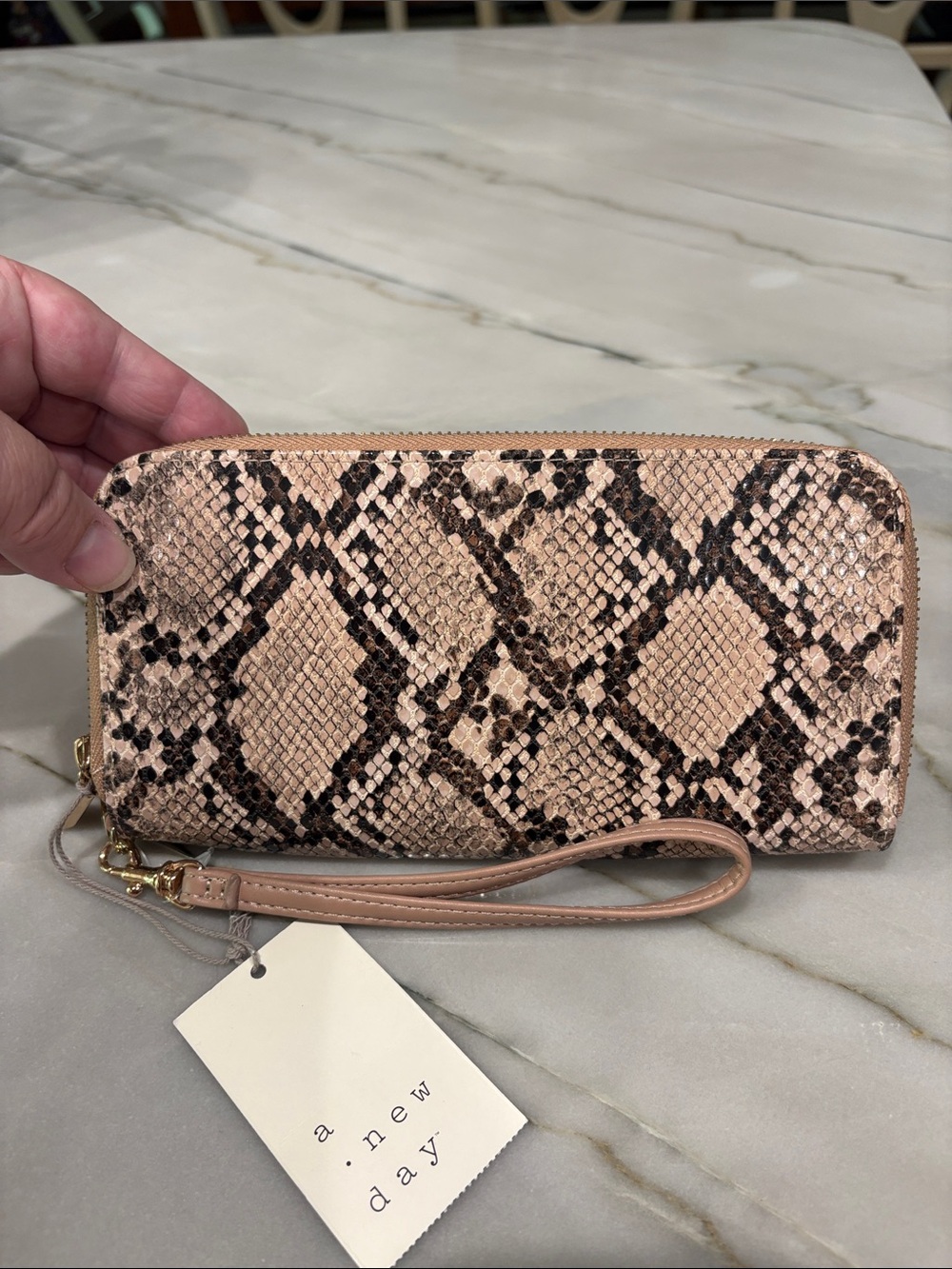 a new day Snake-Print Zip Wallet Wristlet NEW